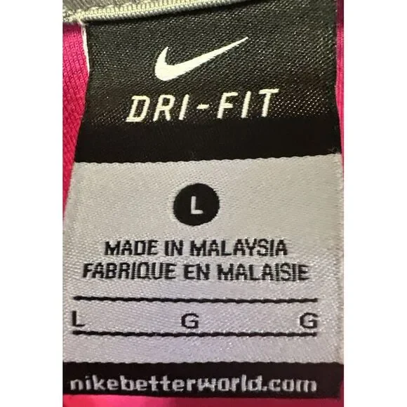 Nike Dri-Fit Girls Lg Pink Full Zip Long Sleeve Athletic Lightweight Jacket - Picture 3 of 4